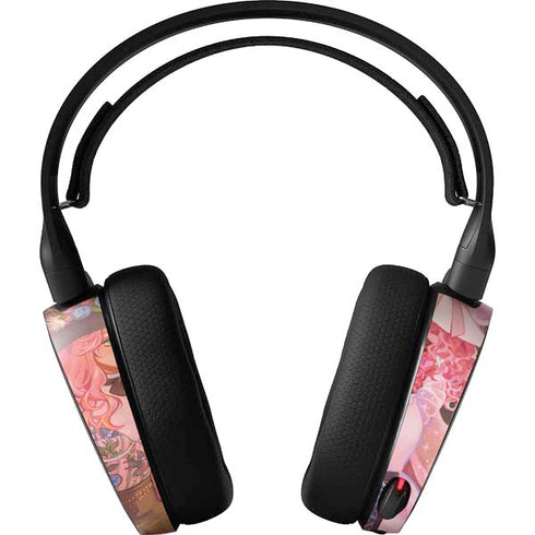 Pink Anime Witch Girls in Library with Cats by Ivy Dolamore SteelSeries Arctis 3 Skin